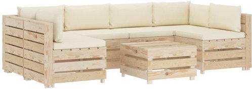 7-piece Garden Sofa made of Pallets + Cream Pillows Wood 3051838 3051838 - Garden Furniture - Main image