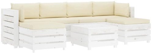 7-piece garden sofa made of pallets + cream pillows wood 3051975 3051975 - Garden Furniture - Main image