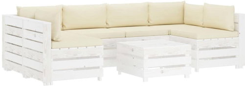 7-piece Garden Sofa made of Pallets + Cream Pillows Wood 3051976 3051976 - Garden Furniture - Main image