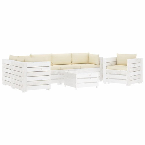 7-piece Garden Sofa made of Pallets + Cream Pillows Wood 3051982 3051982 - Garden Furniture - Main image
