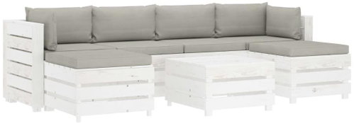 7-piece garden sofa made of pallets + taupe pillows wood 3051929 3051929 - Garden Furniture - Main image