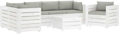 7-piece Garden Sofa made of Pallets + Taupe Pillows Wood 3051936 3051936 - Garden Furniture - Main image
