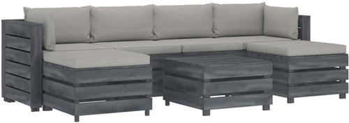 7-piece garden sofa made of pallets + taupe pillows wood 3052067 3052067 - Garden Furniture - Main image