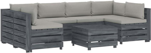 7-Piece Garden Pallet Sofa Set + Taupe Cushions Wood 3052068 3052068 - Garden Furniture - Main image