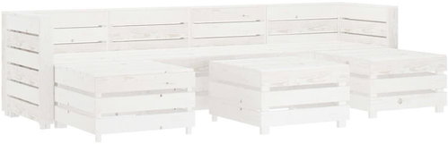 7-piece garden sofa made of pallets wood white 3051703 3051703 - Garden Furniture - Main image