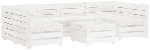 7-piece garden sofa made of pallets wood white 3051704 3051704 - Garden Furniture - Main image