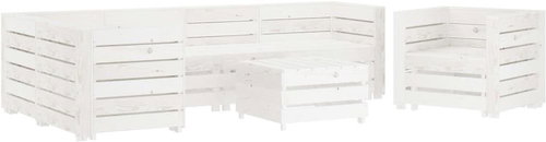 7-piece garden sofa from pallets wood white 3051710 3051710 - Garden Furniture - Main image