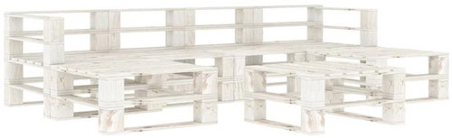 7-piece garden sofa from pallets wood white 3052175 3052175 - Garden Furniture - Main image