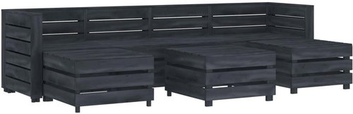 7-piece garden sofa from pallets wood gray 3051722 3051722 - Garden Furniture - Main image