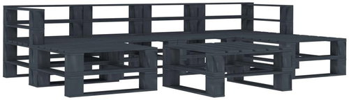 7-piece garden sofa from pallets wood gray 3052195 3052195 - Garden Furniture - Main image
