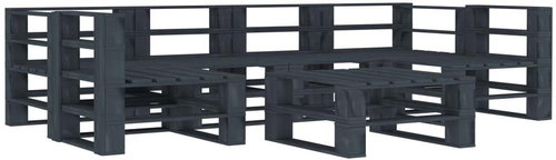 7-piece garden sofa from pallets wood gray 3052196 3052196 - Garden Furniture - Main image
