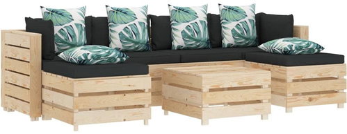 7-piece Garden Sofa Set of Pallets Flowery Cushion Wood 3051860 3051860 - Garden Furniture - Main image