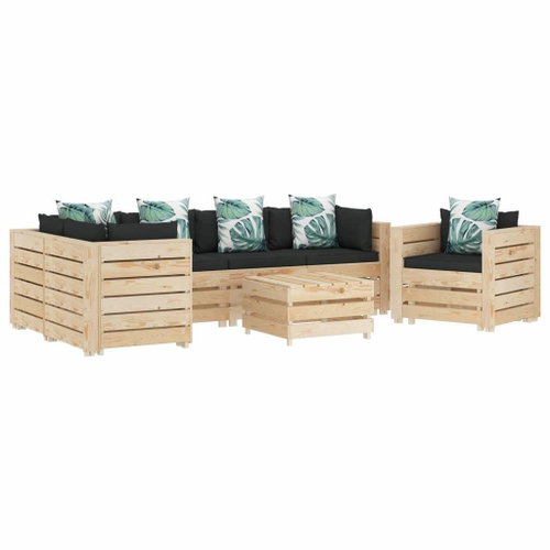 7-piece Garden Sofa Set of Pallets Flowered Cushion Wood 3051867 3051867 - Garden Furniture - Main image