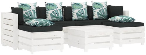 7-piece Garden Sofa made of Pallets Flowery Cushion Wood 3051998 3051998 - Garden Furniture - Main image