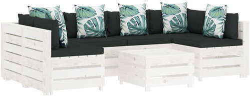 7-piece Garden Sofa Set of Pallets Flowered Cushion Wood 3051999 3051999 - Garden Furniture - Main image