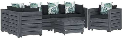 7-piece Garden Sofa made of Pallets Flowered Cushion Wood 3052143 3052143 - Garden Furniture - Main image