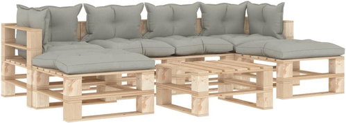 7-piece garden sofa made of pallets with taupe cushions wood 3052267 3052267 - Garden Furniture - Main image