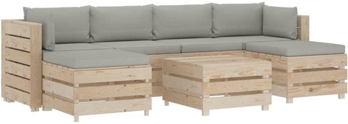 7-piece garden sofa made of pallets with taupe cushions wood 3051791 3051791 - Garden Furniture - Main image