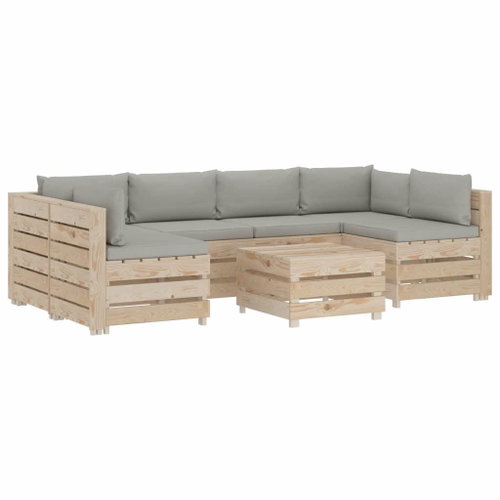 7-piece Garden Sofa made of Pallets with Taupe Cushions Wood 3051792 3051792 - Garden Furniture - Main image