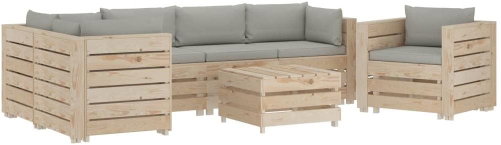 7-piece Garden Sofa made of Pallets with Taupe Cushions Wood 3051798 3051798 - Garden Furniture - Main image