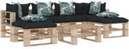 7-piece garden set made of pallets + angled and flowered cushions 3052339 3052339 - Garden Furniture
