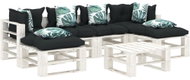 7-piece garden set made of pallets + angled and flowered cushions 3052483 3052483 - Garden Furniture