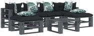 7-piece garden set made of pallets + angled and flowered cushions 3052627 3052627 - Garden Furniture