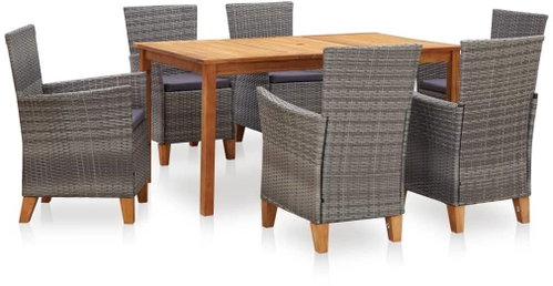 7-piece dining set polyratan and solid acacia gray 46001 46001 - Garden Furniture - Main image