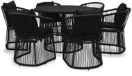 7-piece dining set with cushions and pillows PVC rattan black 48587 48587 - Garden Furniture