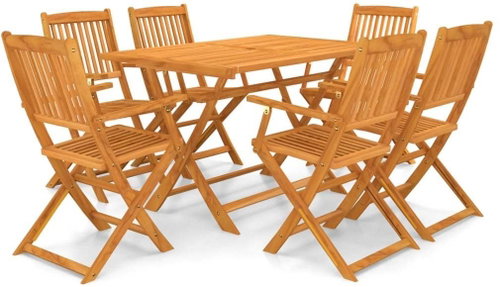 7-piece folding garden dining set solid acacia wood 43379 43379 - Garden Furniture - Main image