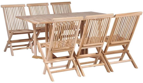 7-piece folding garden dining set solid teak wood 44661 44661 - Garden Furniture - Main image