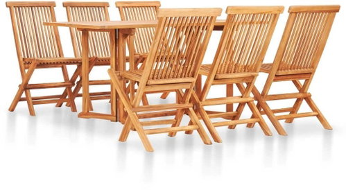 7-piece folding garden dining set solid teak wood 49001 49001 - Garden Furniture - Main image