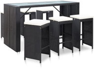 7-piece garden bar set with black polyrattan cushions 49560 49560 - Garden Furniture