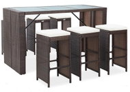 7-piece garden bar set with brown polyrattan cushions 49559 49559 - Garden Furniture