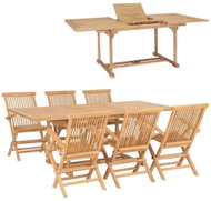 7-piece garden dining set 150–200 x 100 x 75 cm teak wood 44676 44676 - Garden Furniture