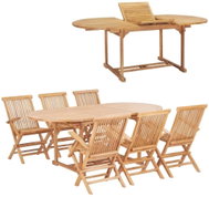 7-piece garden dining set 150–200 x 100 x 75 cm teak wood 44677 44677 - Garden Furniture