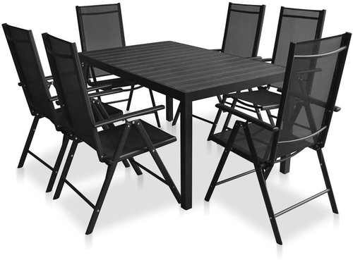 7-piece garden dining set aluminum and WPC black 42770 42770 - Garden Furniture - Main image