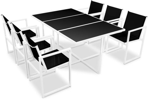 7-piece garden dining set aluminum black 42801 42801 - Garden Furniture - Main image