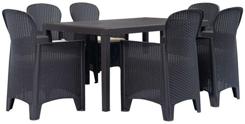 7-piece garden dining set brown plastic rattan look 276131 276131 - Garden Furniture - Main image