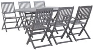 7-piece garden dining set solid acacia wood gray 278923 278923 - Garden Furniture