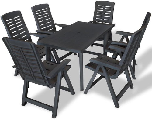 7-piece garden dining set plastic anthracite 274816 274816 - Garden Furniture - Main image