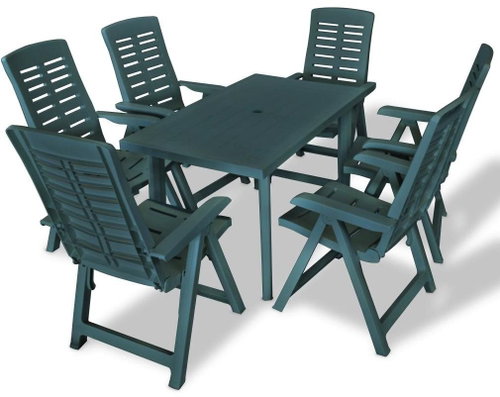 7-piece garden dining set plastic green 274808 274808 - Garden Furniture - Main image
