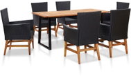 7-piece garden dining set polyratan and acacia wood black 46006 46006 - Garden Furniture
