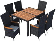 7-piece garden dining set polyrattan and acacia wood black 48013 48013 - Garden Furniture