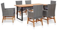 7-piece garden dining set polyrattan and acacia wood gray 46007 46007 - Garden Furniture