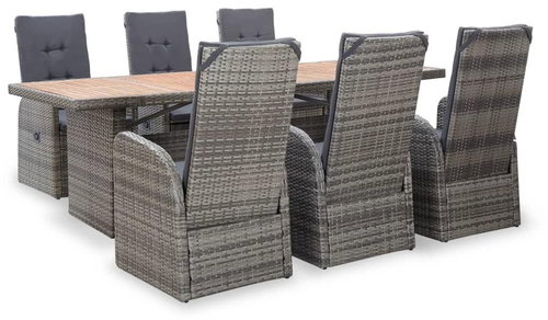 7-piece Garden Dining Set Polyratan Acacia Wood Grey 46053 46053 - Garden Furniture - Main image