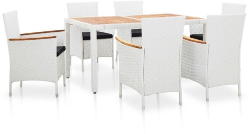 7-piece garden dining set white polyrattan 45981 45981 - Garden Furniture - Main image