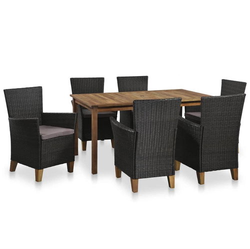 7-piece garden dining set polyratt black-brown 44097 44097 - Garden Furniture - Main image