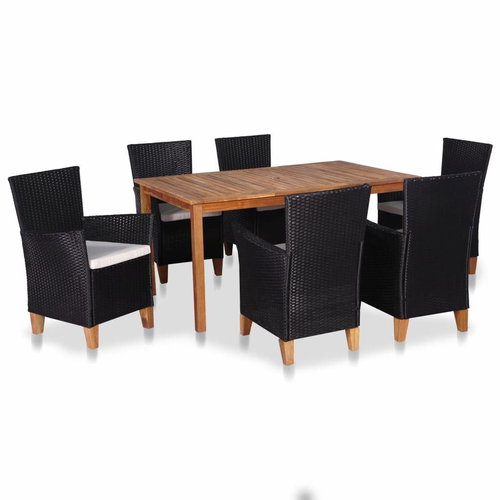 7-piece garden dining set polyratt black-brown 44101 44101 - Garden Furniture - Main image