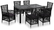 7-piece garden dining set polyratt black 44087 44087 - Garden Furniture